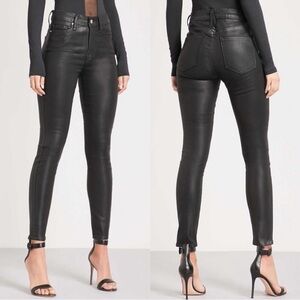NWT Good American Good Legs Coated Ankle Skinny Jeans Black 25 0